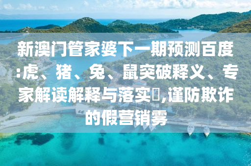 新澳门管家婆下一期预测百度:虎、猪、兔、鼠突破释义、专家解读解释与落实,谨防欺诈的假营销雾